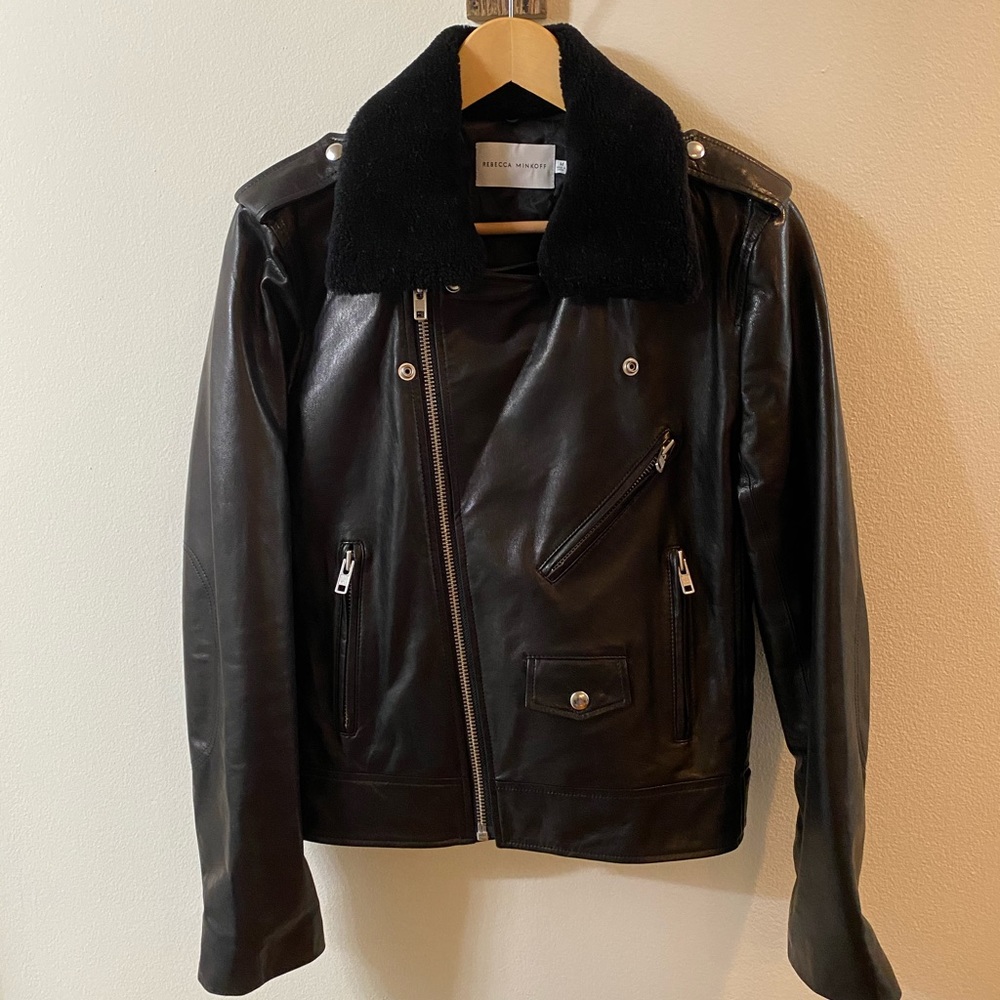 Rebecca Minkoff Andrea Leather Jacket in Black